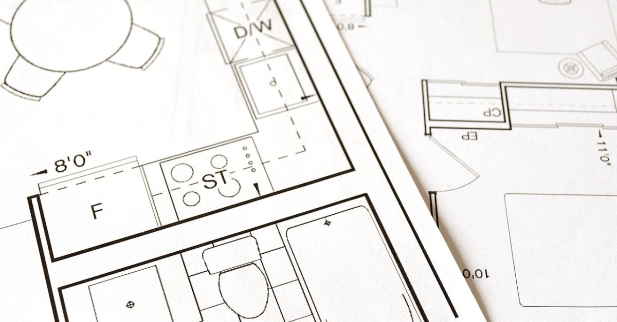 Architectonische plattegronden met de indeling van een woning
